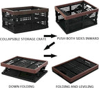 Kekow 15 L Black Plastic Collapsible Storage Basket, Folding Crates Storage, Set of 3