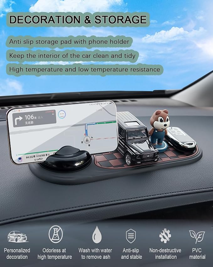 Multifunction Car Anti-Slip Mat, 3-in-1 Multifunctional Car Dashboard Mobile Phone Holder - Car Anti Slip Mat Phone Holder & 