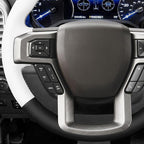 MEWANT Hand Sewn Black White Artifcial Leather Steering Wheel Cover Wrap for Ford F150 F250 F350 Expedition 2018-2021