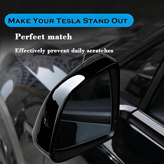 YHCDSEA Rearview Mirror Guard Cover for Tesla Model Y Juniper, Side Mirror Cover Exterior Accessories fit for Model Y Juniper 2025 2026 (Glossy Black)