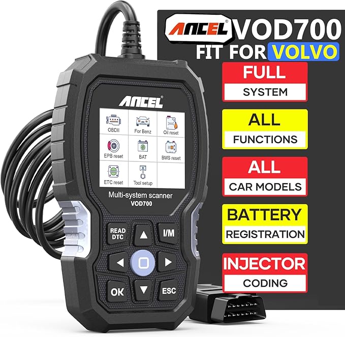 ANCEL VOD700 All System OBD2 Scanner Fits for Volvo Car Code Reader Full Function Diagnostic Scan Tool ABS Bleeding Injector