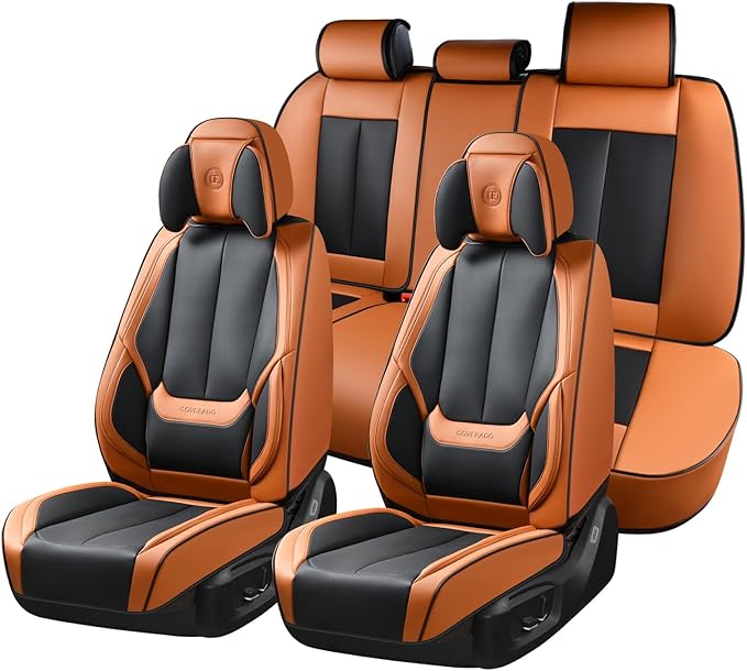 Coverado Universal Seat Covers Full Set, 5 Seats Universal Seat Covers for Cars, Waterproof Nappa Leather Car Seat Covers wit