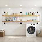 Industrial Pipe Shelving Rustic Floating Bookshelf for Living Room 60 Inch Wall Mounted Bookshelf Pipe Shelves with Wood Plan