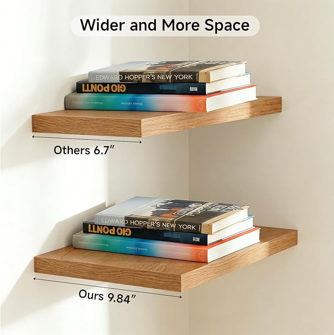 INHABIT UNION 24in Floating Shelves for Wall, Wall Mounted Shelves for Decor Storage Set of 2, Floating Shelf for Bedroom, Ba