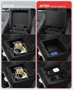 Ecarzo 3PCS Center Console Organizer for 2024 2025 2026 Toyota Tacoma Armrest Hidden Storage Box, Maximize Space & Reduce Clutter, Tacoma Interior Accessories