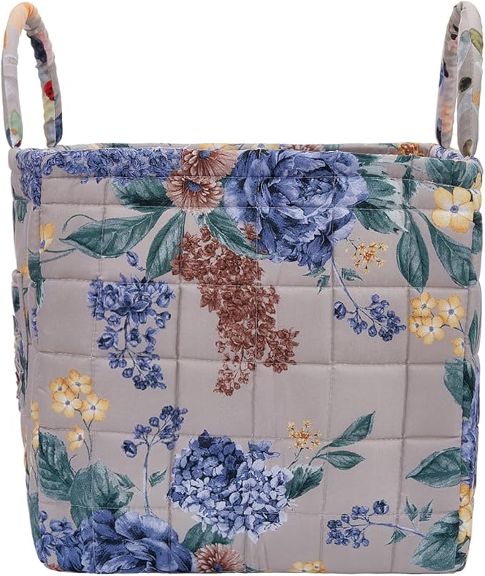 Boho Fabric Storage Basket, Large Capacity Laundry Basket, 12.2'' x 10.23'' x 10.23'' Collapsible Laundry Hamper with Easy Ca