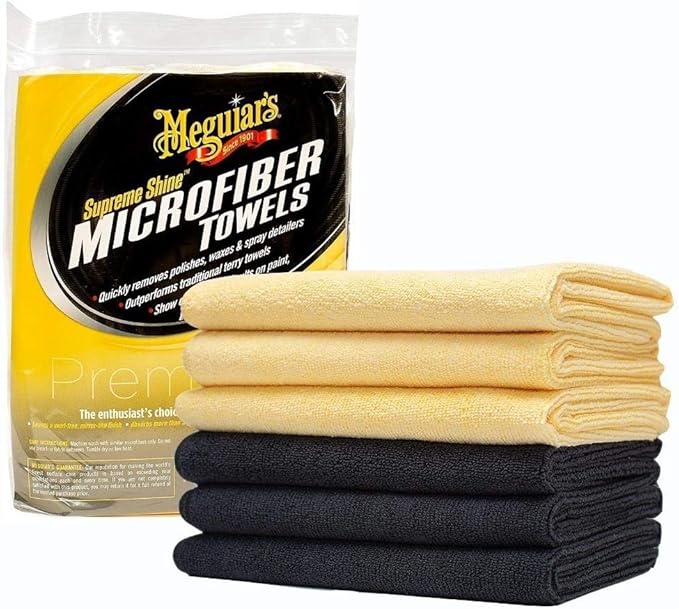 Meguiar's Supreme Shine Microfiber Towels for Cars, Ultra-Plush Car Microfiber Towel Set for Quickly Removing Product Without Leaving Swirls on Paint, Glass, Plastic, or Chrome