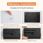 dreampossible Key and Mail Holder for Wall, Mail Organizer Wall Mount with 6 Hooks and Storage Drawer, Wooden Key Rack Hanger