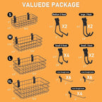 INCLY 30PCS Slatwall Accessories Set, Includes 4 Pack Ventilated Metal Wire Slatwall Baskets and 26PCS Multisized Heavy Duty 