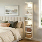 Fixwal 7 Tier Wall Shelf White Wall Mounted Lack Shelf with LED Lights for Home Decor Organizer