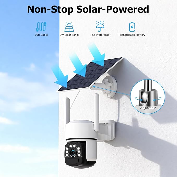 Solar Security Cameras Wireless Outdoor, 4 Cam-Kit, 4MP Home Security System with Color Night Vision, 2.4G & 5G WiFi, 360° Pa
