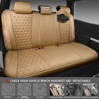 CAR PASS Bling Diamond Beige Leather Car Seat Covers Full Sets Interior Set, Waterproof Shining Glitter Sparkly Crystal Unive