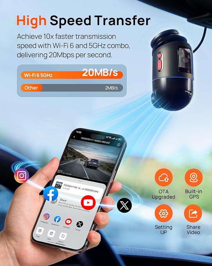 70mai Dual Dash Cam Front and Rear 4K, Car Camera for Cars with Sony IMX678, STARVIS 2 Night Vision, 4G LTE, AI Motion Detect