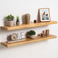 fuqing Live Edge Floating Shelves for Wall 36 inch, 8 Inch Deep Solid Elm Wood Floating Wall Shelves - Rustic Wooden Shelves 