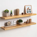 fuqing Live Edge Floating Shelves for Wall 36 inch, 8 Inch Deep Solid Elm Wood Floating Wall Shelves - Rustic Wooden Shelves 