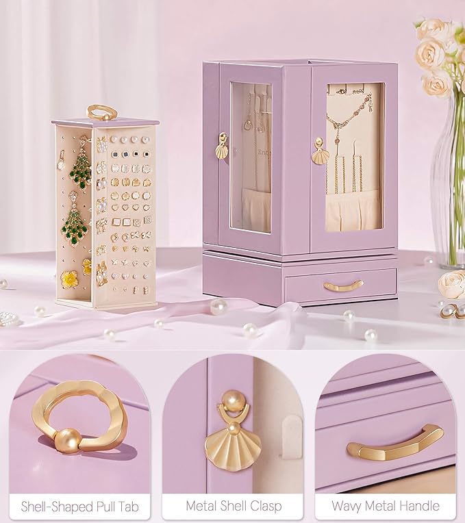 Enthralite Jewelry Box large for Dresser: Women Necklace Ring Storage Organizer with Compartments - Elegant Earring Holder Di