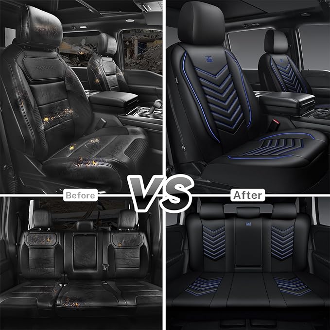 CAR PASS 3D Foam Faux Leather Car Seat Covers Full Set, Waterproof Leather Seat Cover for Cars, Luxury Universal Fit for SUV 