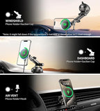 for MagSafe Car Mount Charger Dash/Windshield/Vent Wireless Car Charger with [LED Light], Strong Magnetic Phone Holder for Car for iPhone 17 16 15 14 13 12 Series, Fit MagSafe Accessories