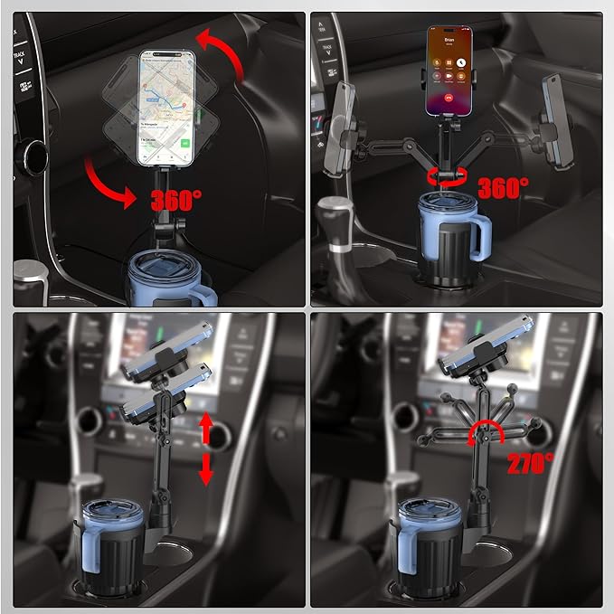 Wireless Car Charger Phone Mount Cup Holder, 3 in 1 15W Fast Charging Auto Clamping Cup Holder Expander for Car, Phone Holder