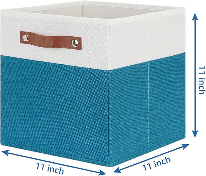 Temary Storage Cube Bins 11 Cube Storage Bins Storage Baskets for Closet, Shelves 4 Pack Fabric Organizer Bins with Leather H