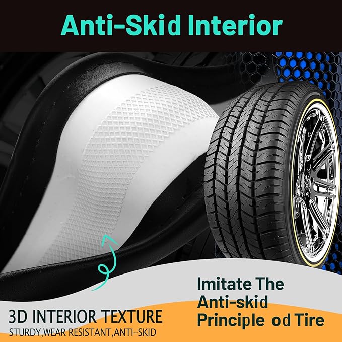 15 Inch Truck Steering Wheel Cover Leather Wheel Semi-Truck Comfy Grip Cover Anti Slip Car Accessory, Fits Rv, Big Rig and Classic Car (Blue, Classic Style)
