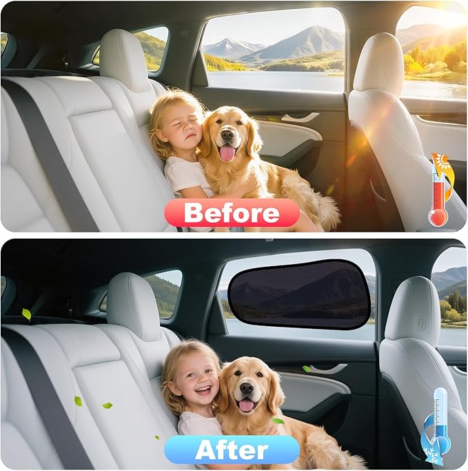 XCBYT Tesla Model Y Car Window Shades for Baby | 2 PCS Cling Rear Side Window Sun Shade for Sun Blocker, Heat Insulation | Semi-Transparent Car Privacy Window Covers for Road Trip