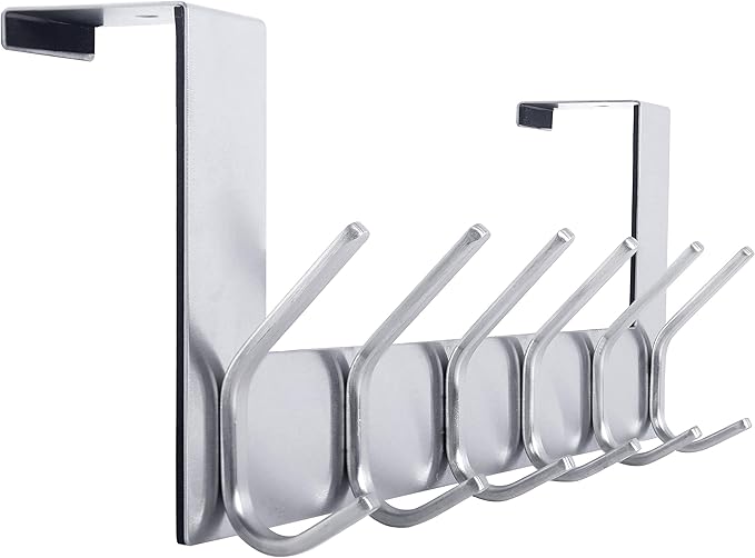 WEBI Over The Door Hook Door Hanger:Over The Door Towel Rack with 6 Hooks for Hanging Coats,Door Coat Hanger Towel Hanger Ove