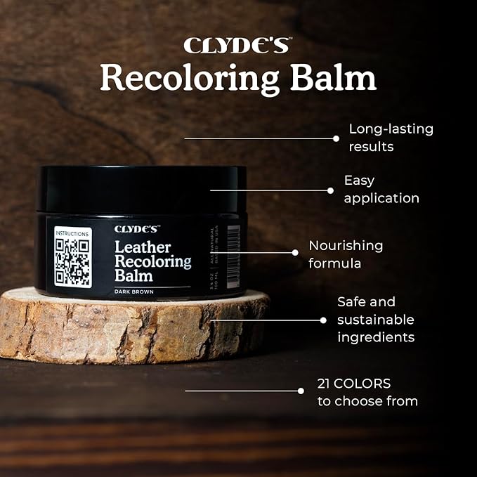 Clyde's™ Recoloring Balm | Non-Toxic Material Dye & Restorer for Furniture, Car Seats, & More | 23 Colors (Dark Mustard, 100M