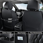 Coverado Front Seat Covers, Waterproof Seat Covers, 2 Pack Nappa Leather Car Seat Covers, Black Seat Covers for Cars, Automot