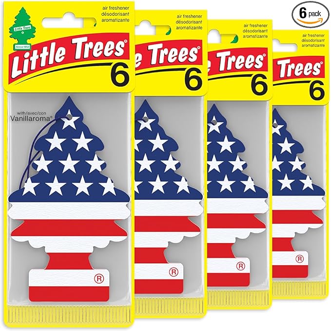 LITTLE TREES Car Air Freshener | Hanging Tree Provides Long Lasting Scent for Auto and Home | Vanilla Pride | Red White and B