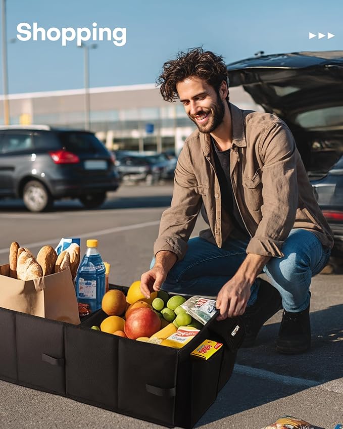 HOTOR Trunk Organizer - Car Organizer, Foldable Trunk organizer for SUVs & Sedans, Sturdy Car Organization for Car Accessories