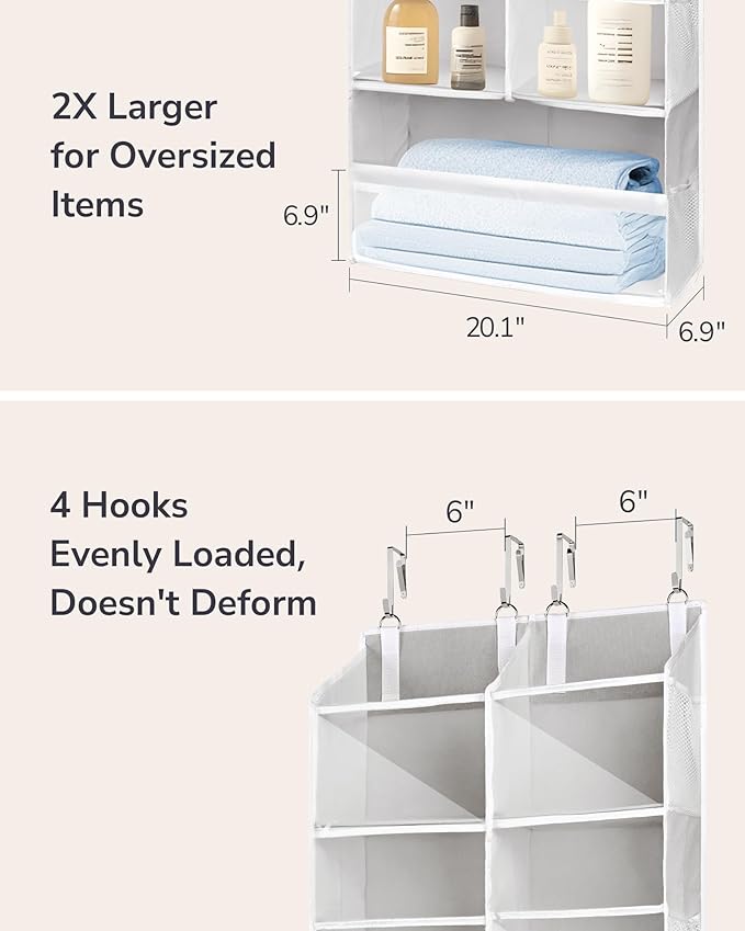 ULG Over the Door Organizer, 5-Tier Extra Large Hanging Storage with 10 Mesh Pockets, 100 lbs Capacity, Heavy Duty Door Organ