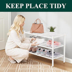 Smiry Bamboo Shoe Rack 3-Tier, Stackable Wooden Shoe Organizer for Entryway & Closet, Free Standing Wood Shoe Storage Shelf f