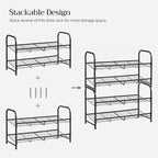 SONGMICS Shoe Rack, 2 Tier Shoe Organizer for Closet, Holds up to 8 Pairs of Shoes, Shoe Rack for Front Door Entrance, Metal 