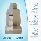 BDK OS-309-AB Tan Trim Black Car Seat Covers Full 9 Piece Set, Sleek & Stylish, Split Option Bench 5 Headrests Front & Rear B