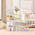 Freebat Stackable Storage Bins,Clear Acrylic Display Case, Acrylic Boxes with Lids, Stackable Storage for Handbags & Purse, M