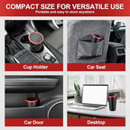 SINGARO 2PCS Car Trash Can with Lid, Leakproof Mini Garbage Bin for Car Cup Holder, Small Trash Can for Vehicle, Home & Office - Includes 60 Bags, Easy Clean (Black-Red)