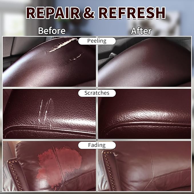 Maroon Leather Recoloring Balm with 100ml Mink Oil,Leather Couch Scratch Remover,Leather Repair kit for Vinyl Furniture and C