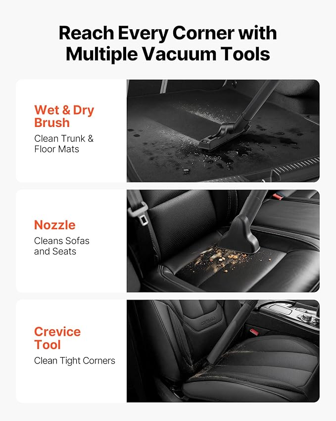 VEVOR Commercial Shop Vac, 11 Gallon Wet Dry Shop Vacuum, 5.5 Peak HP Portable with One-Button Self-Cleaning, 1350W Input, 1.