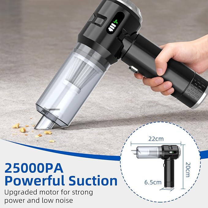 Sycoodeal Handheld Car Vacuum Cleaner, 25000PA Strong Cyclonic Suction Portable Mini Vacuum Cordless with Digital Display Lig