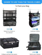 Grand Fusion Stow-N-Go Packing Organizer for Luggage, Portable Hanging Travel Shelves, Carry-On Closet, Hanging Packing Cubes