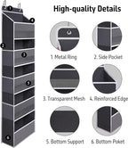TYMENSH Over Door Organizer with 5 Large Pockets, Heavy Duty Hanging Organizer Storage, Closet Bathroom Nursery Bedroom Dorm,