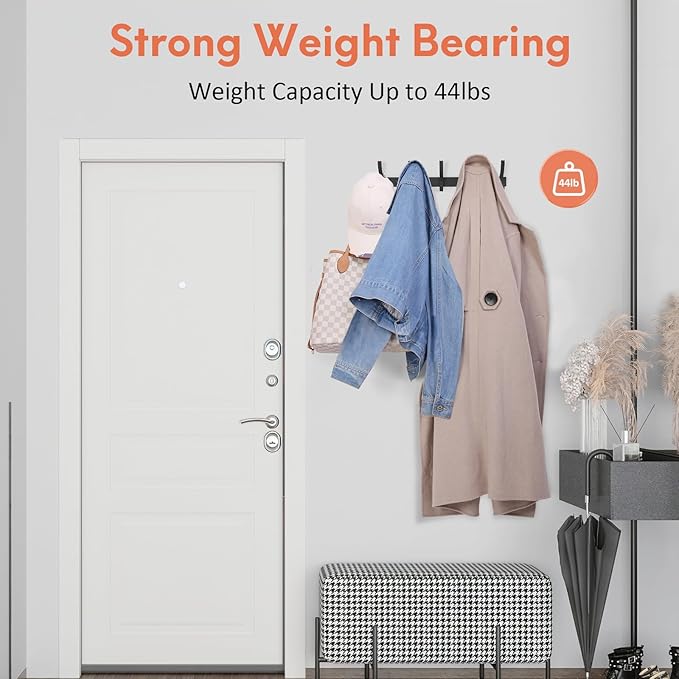 Optish Coat Rack Wall Mount, Coat Hook Wall Mount, Wall Hooks for Hanging, Hat Rack for Walls, Coats Hanger with 10 Hook, Tow