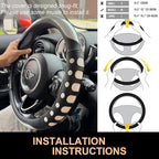 PINCTROT Race Grip Steering Wheel Cover, Anti Slip Silicone Perforated Design with Soft Touch Padding, Enhanced Grip for Sporty Driving, Universal 14.5-15 Inch (Racing White)