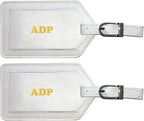 Personalized Monogrammed Leather Luggage Tags - 2 Pack