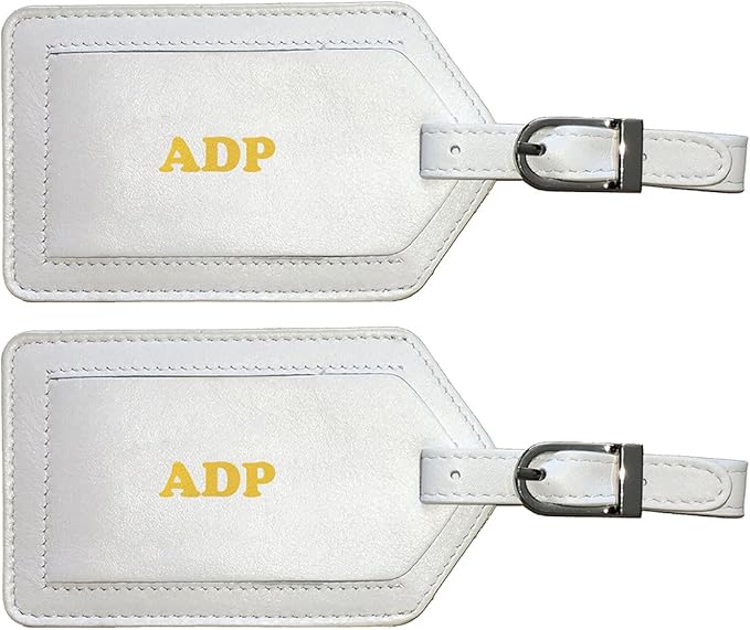 Personalized Monogrammed Leather Luggage Tags - 2 Pack