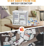 Glosen Medicine Cabinet Locking Medicine Cabinet Wall Mounted【 Silver 13.6 x 13.4 x 6.5 Inch 】 Portable Storage Container Big