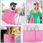 Boao 48 Pack Reusable Grocery Bags 13''L x 9.4''W x 15''H Large Foldable Shopping Tote Bag Non Woven with Handle and Button