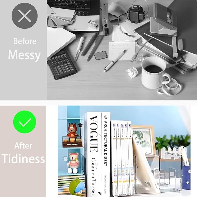 4 Pack Clear Acrylic File Organizer, Purse Organizer, File Sorter Desktop File Folder Organizer for Book, Envelopes, Mail, Do
