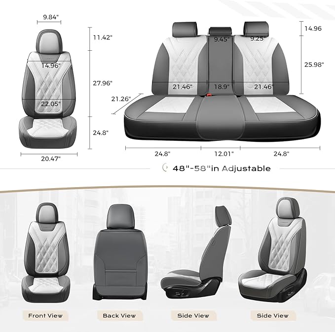 Coverado Car Seat Covers Full Set, Seat Covers for Cars, Front Seat Covers and Back Seat Cover Waterproof Leather Automotive 